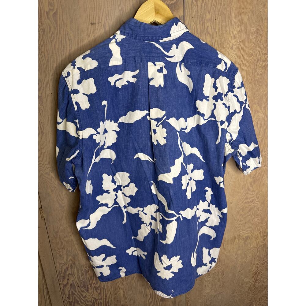 Reyn Spooner Blue White Floral Pattern
 Button Down Aloha Shirt Men Size Large - Picture 2 of 5